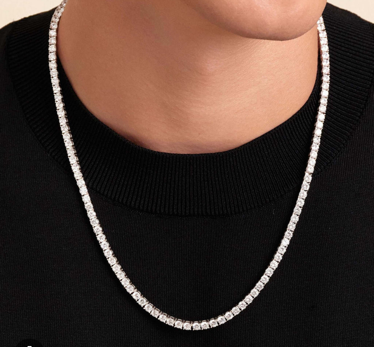4mm Moissanite Tennis Chain – 925 Sterling Silver