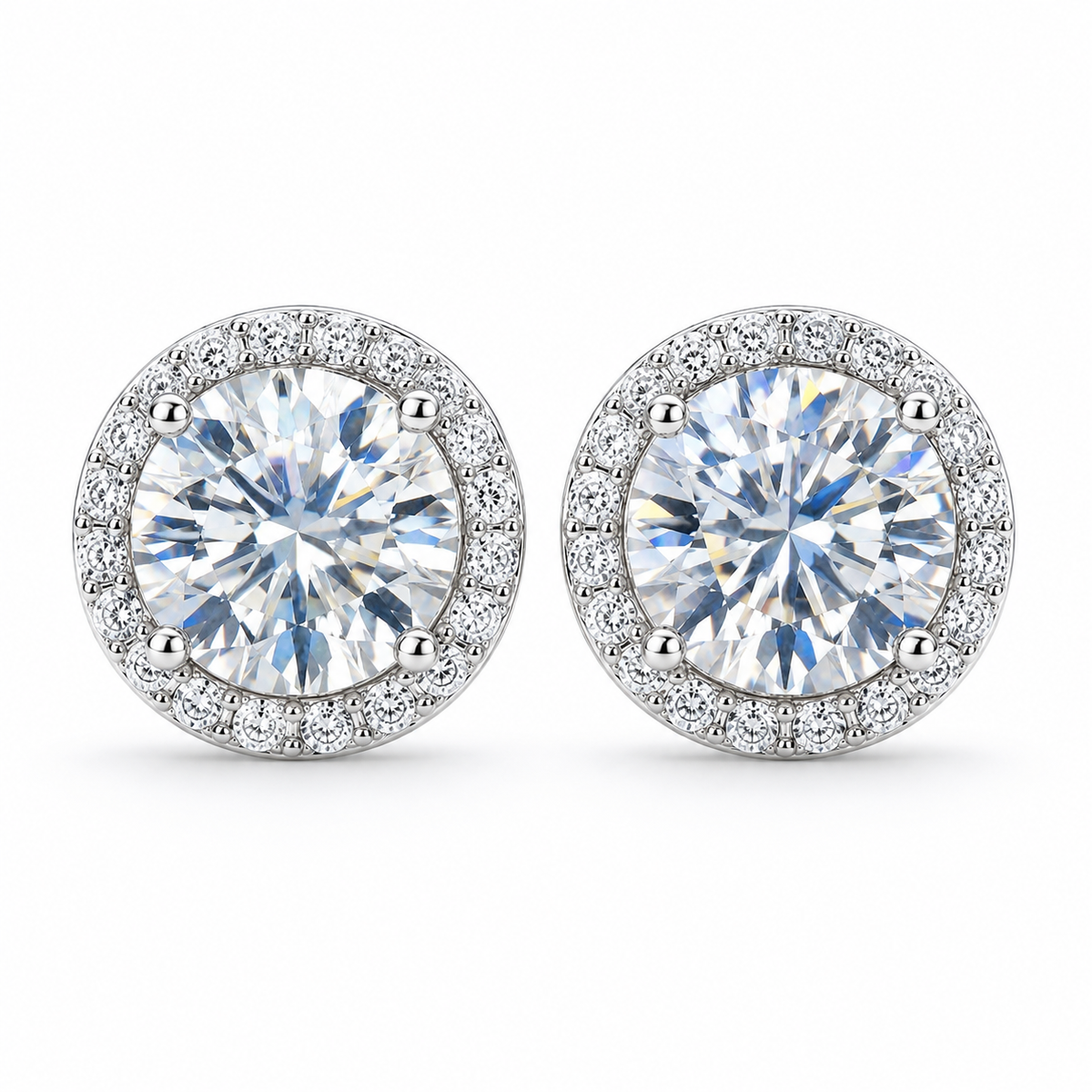 Moissanite Halo Stud Earrings