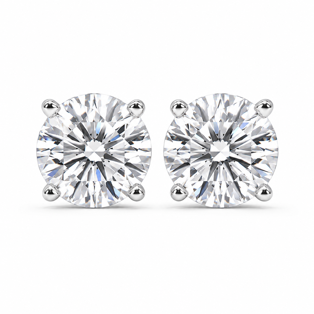 Moissanite Solitaire Stud Earrings