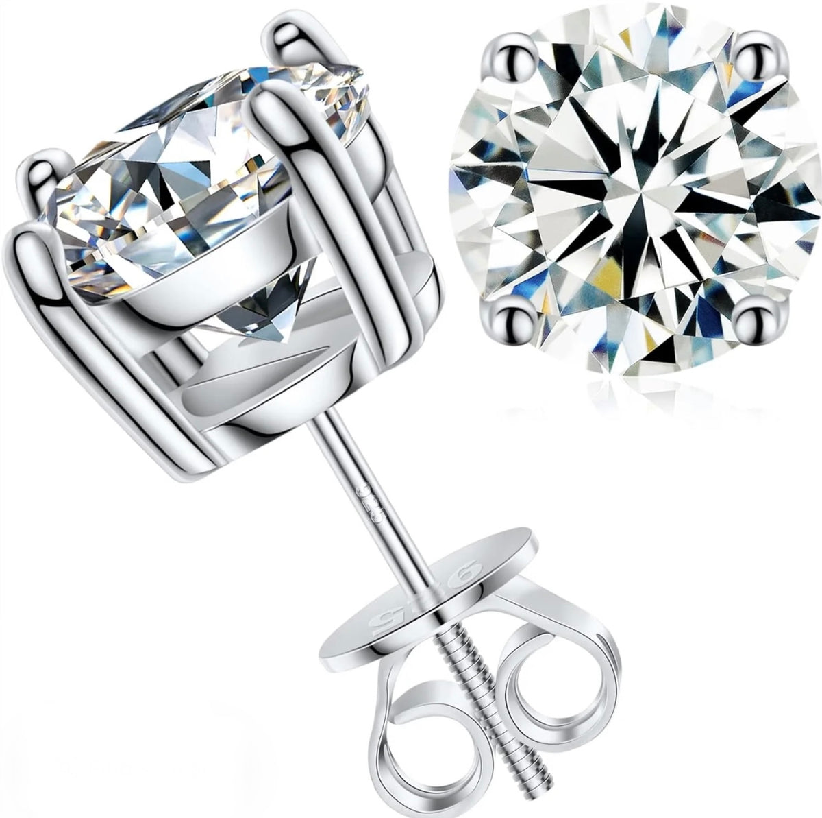 Moissanite Solitaire Stud Earrings